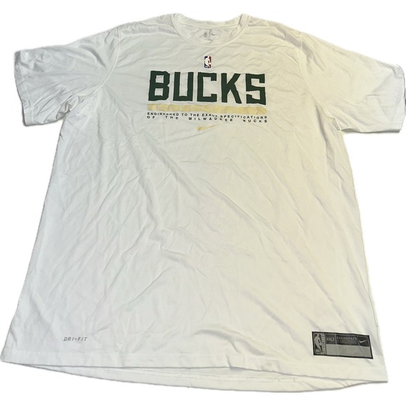 Nike Other - Milwaukee Bucks NBA Team Issue Nike Dri-Fit Practice‎ T-Shirt Size 2XLT White